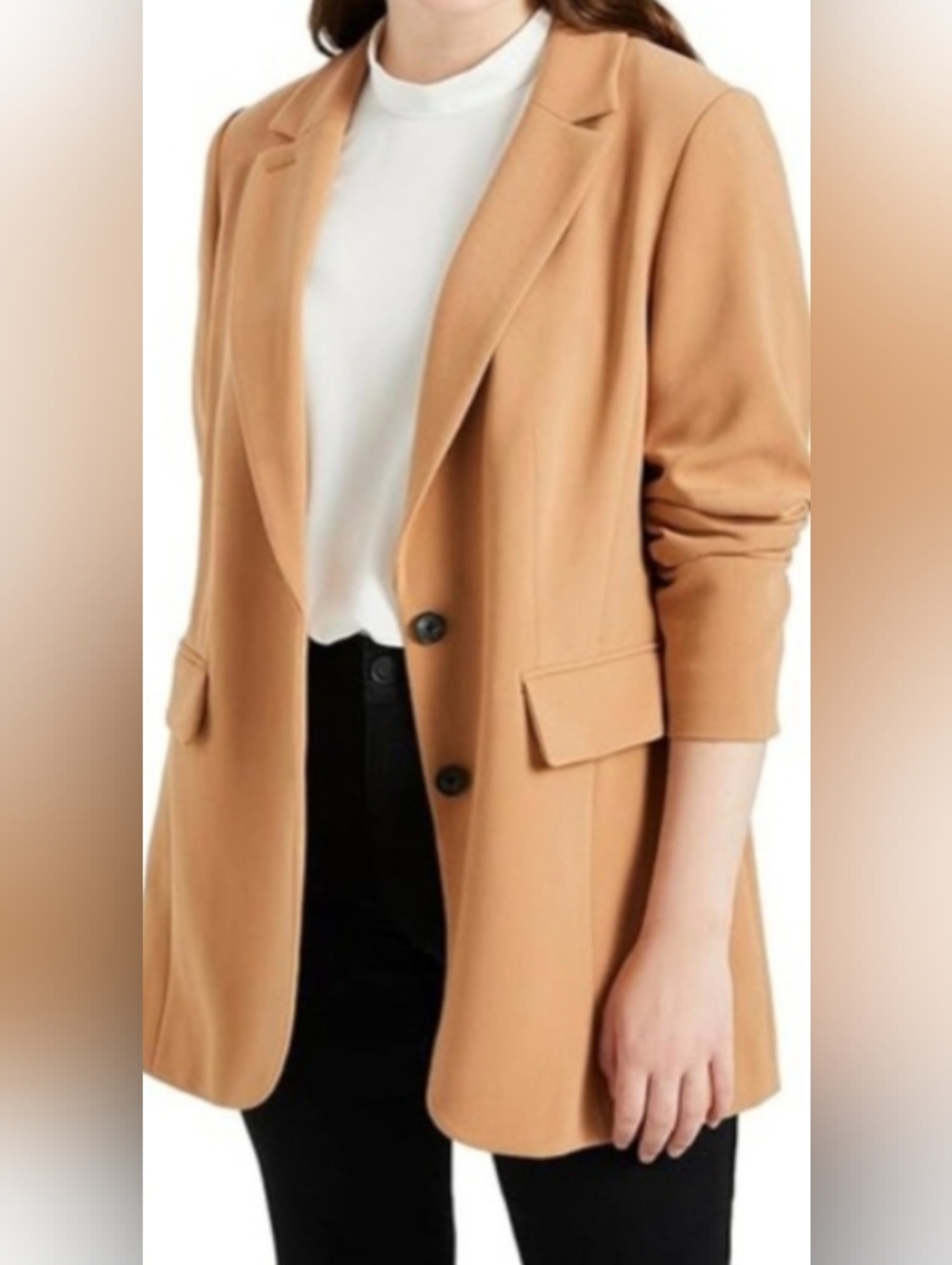 ELOQUII Camel Tan Stretch Blazer Size 16 EUC